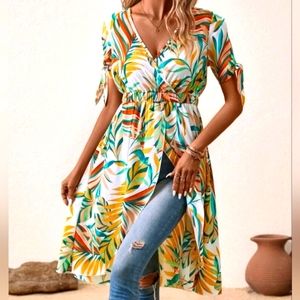 Split front tunic. Would be cute as bathing suit cover up.